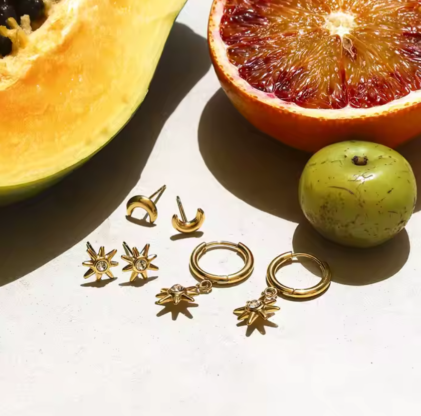 Moon & Star Stud Earrings